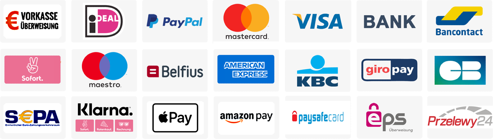 Logo Visa American Express Mastercard